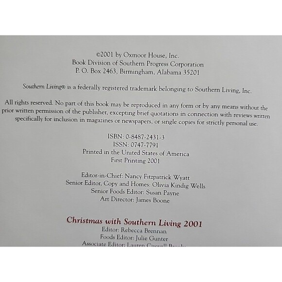 Christmas With Southern Living 2001 Holiday Recipes Cookbook & Entertaining HC - Picture 9 of 16
